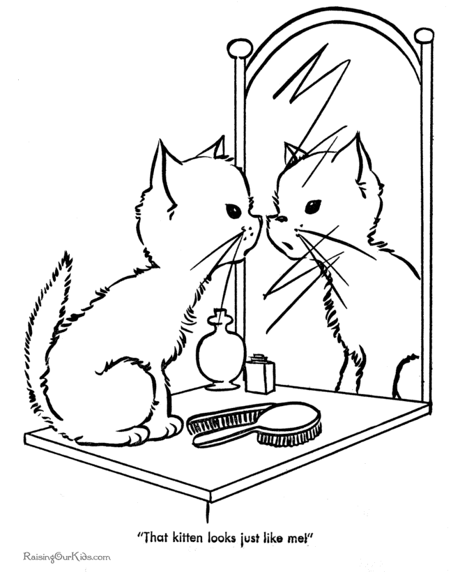 Free printable cute kitten coloring page