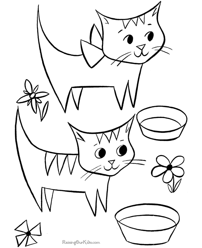 Free printable kid coloring page of cats