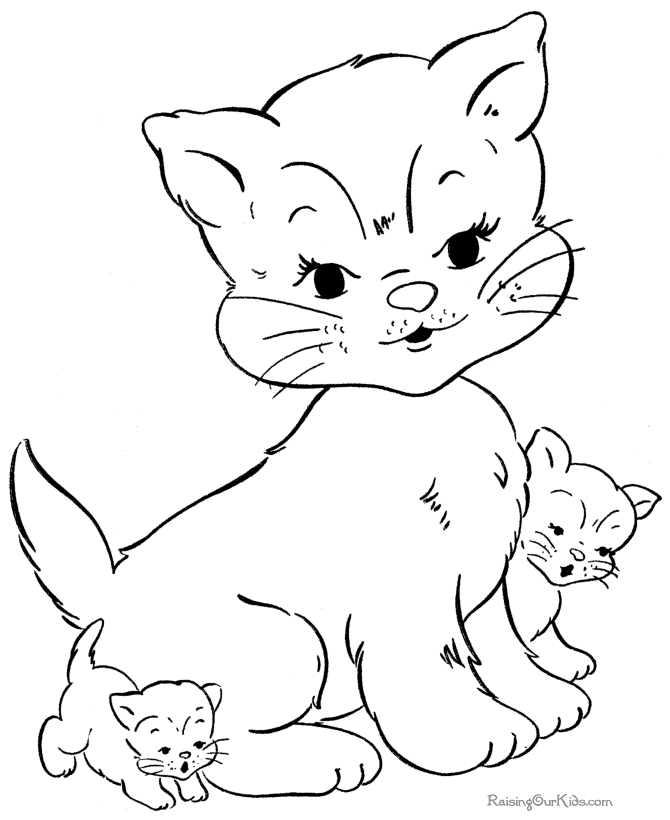Free printable cat and kitten coloring pages