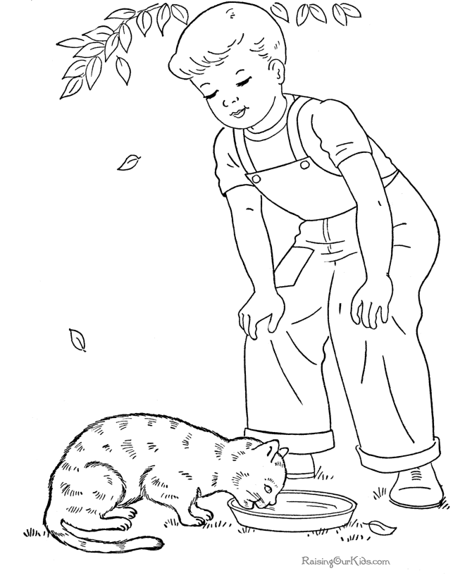 Kid Coloring Page of Kitten 2