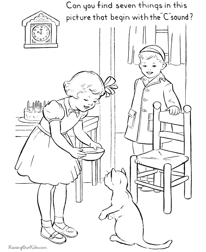 Free printable kid coloring page of cat