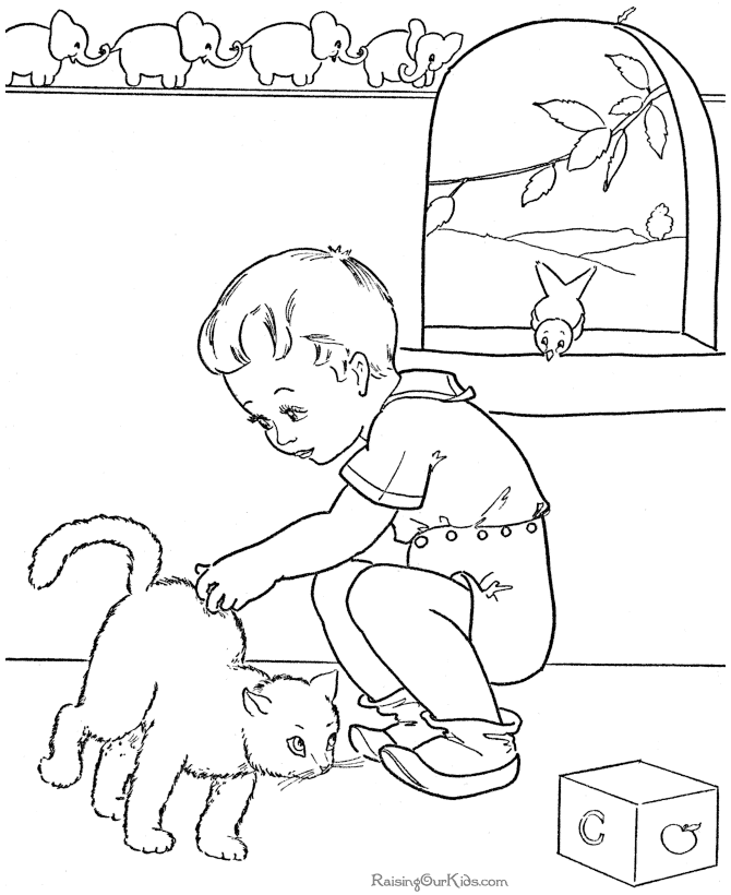 Free printable kitten coloring page