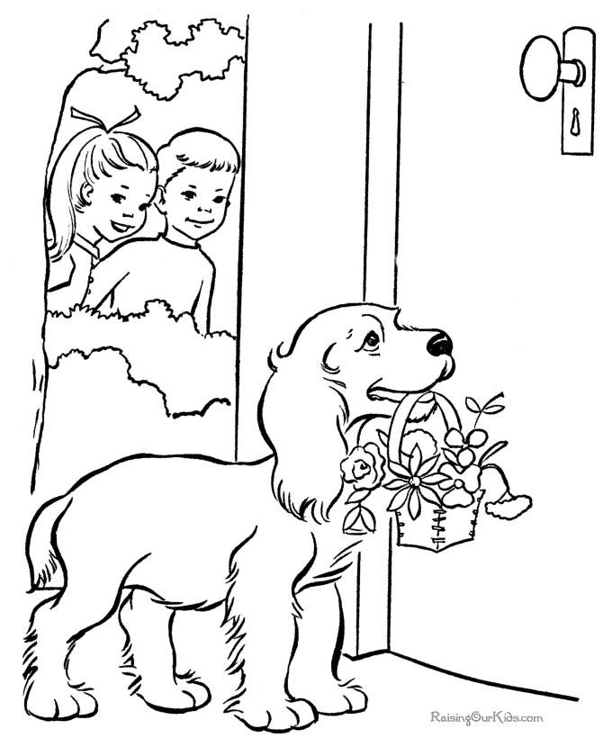 Free printable animal coloring picture of dog