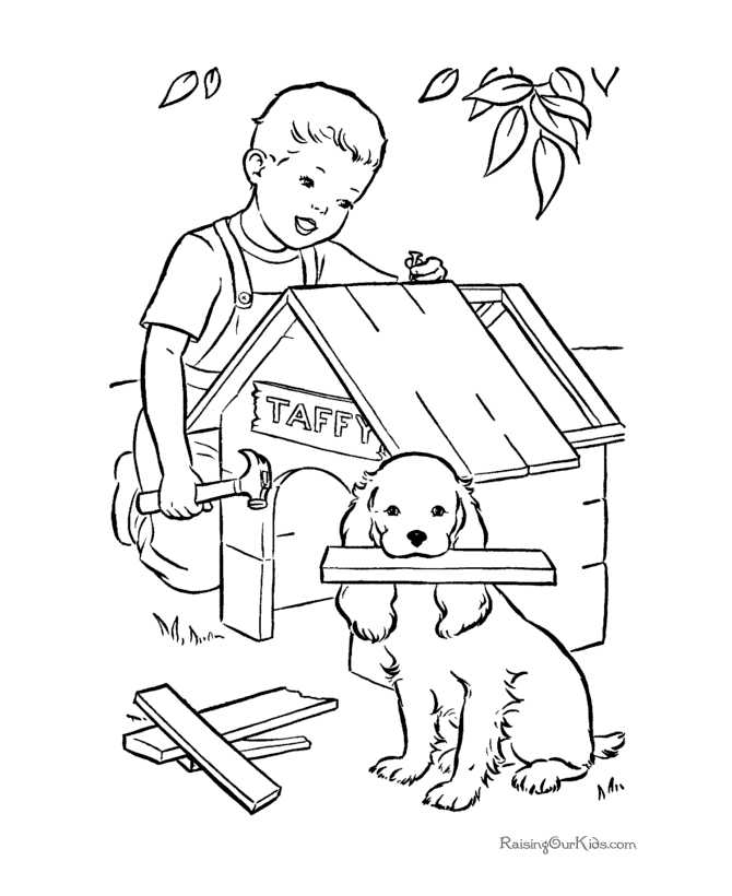 caring for pets coloring pages