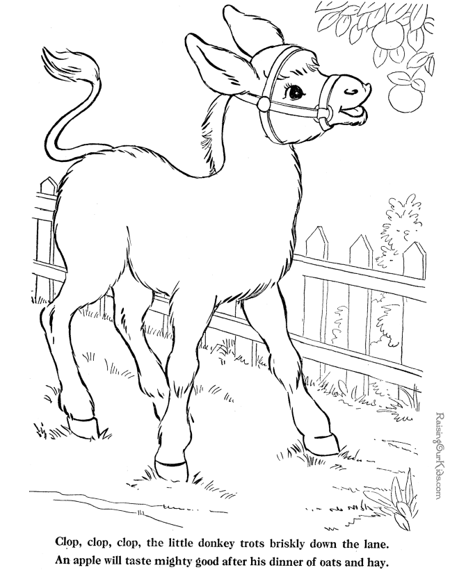 Donkey coloring pages - Farm animals
