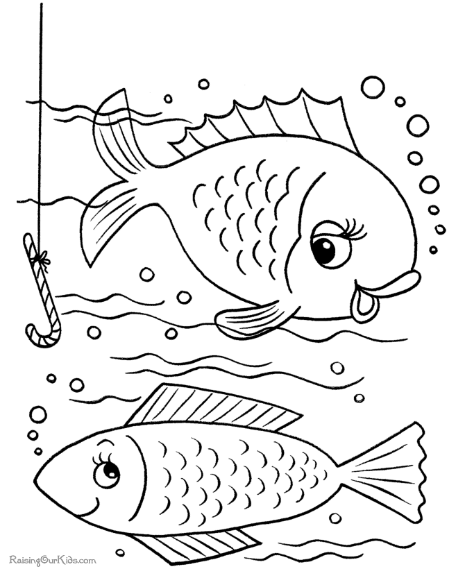 Fish coloring book pages