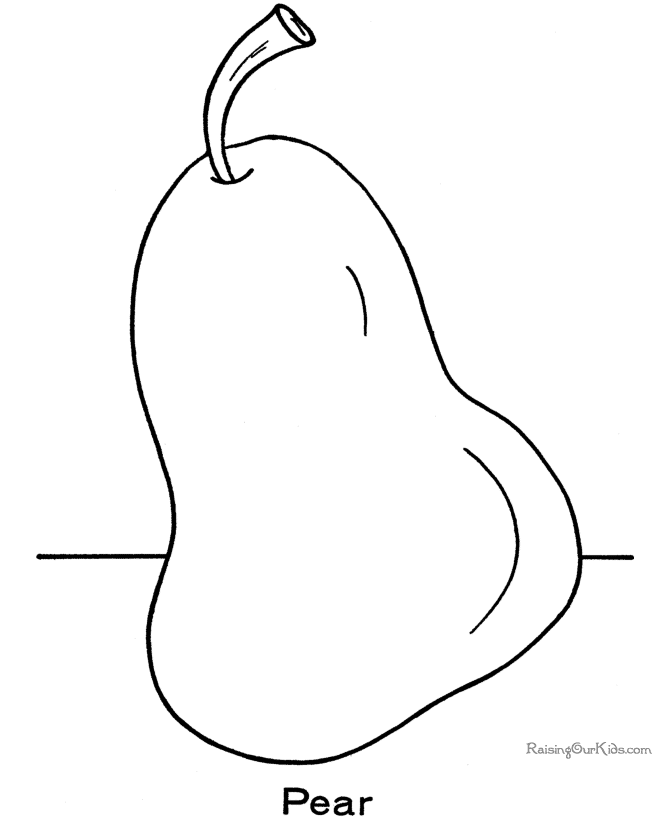 Pear coloring page to print and color