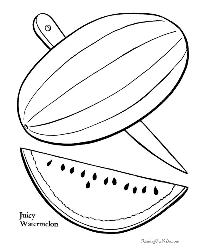 Watermelon coloring page to print and color