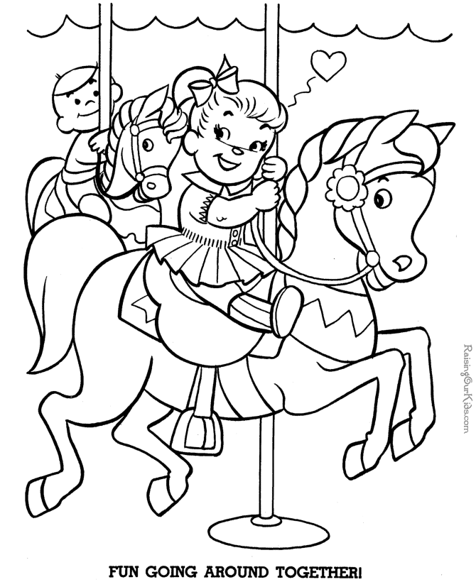 Kid coloring picture of horse to print