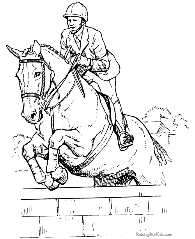 Jumping horse coloring sheets to color