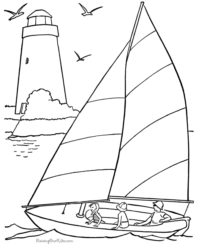 Coloring page of the beach