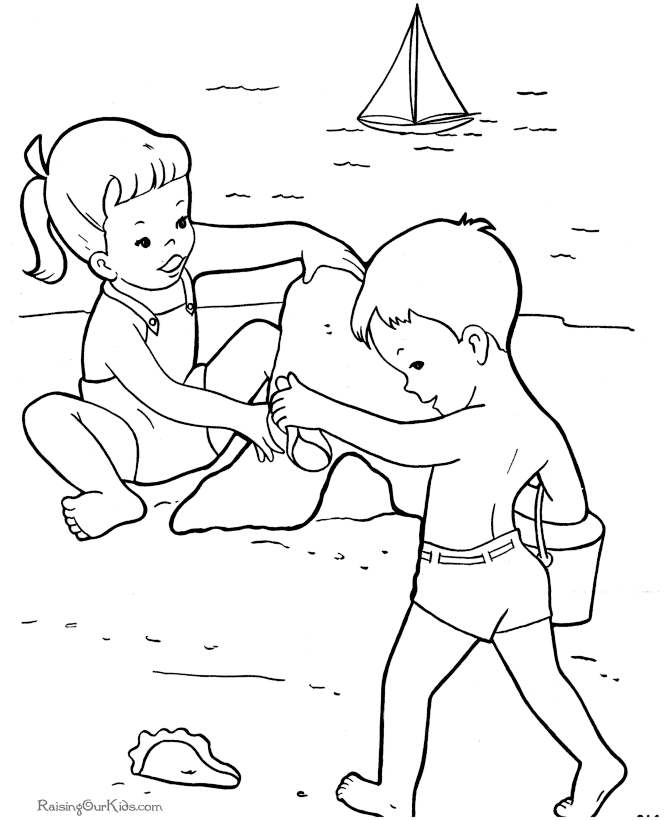 Coloring picture of the beach