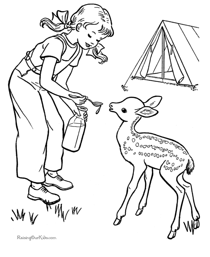 Camping sheet to color for kids