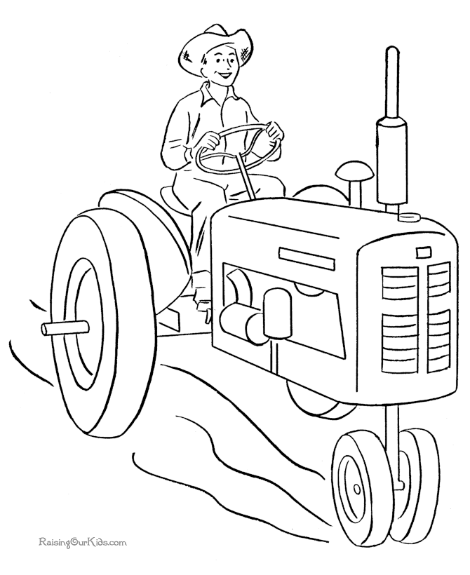 Free printable farm tractor to color