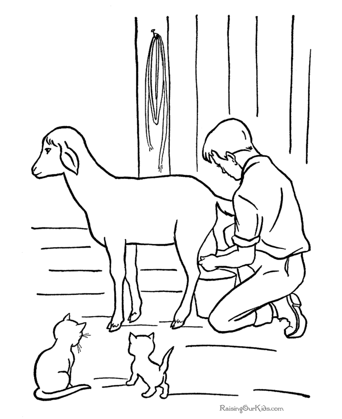 Printable free kid coloring page of farm pictures