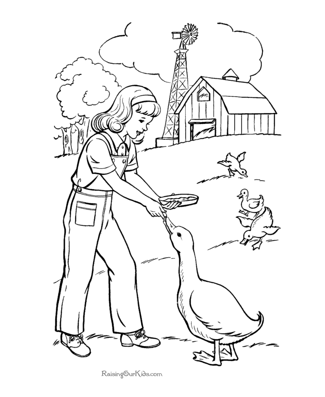Printable free farm coloring picture for kid