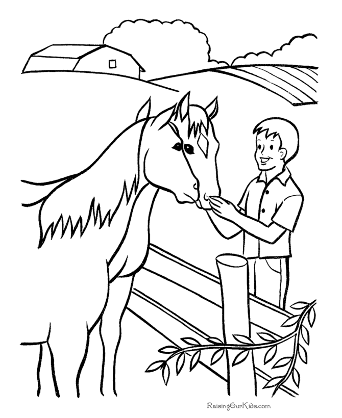 Horse coloring page - On the Farm
