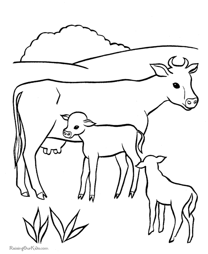 Cow coloring page - On the Farm