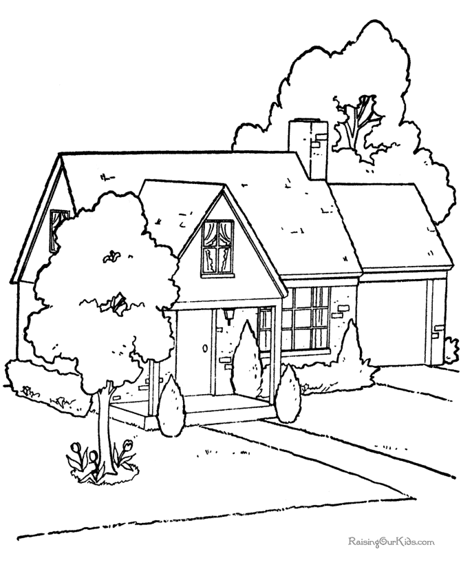Free printable house picture to color