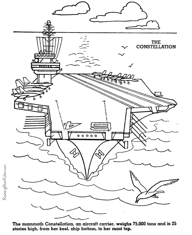 Free printable Aircraft carrier to color
