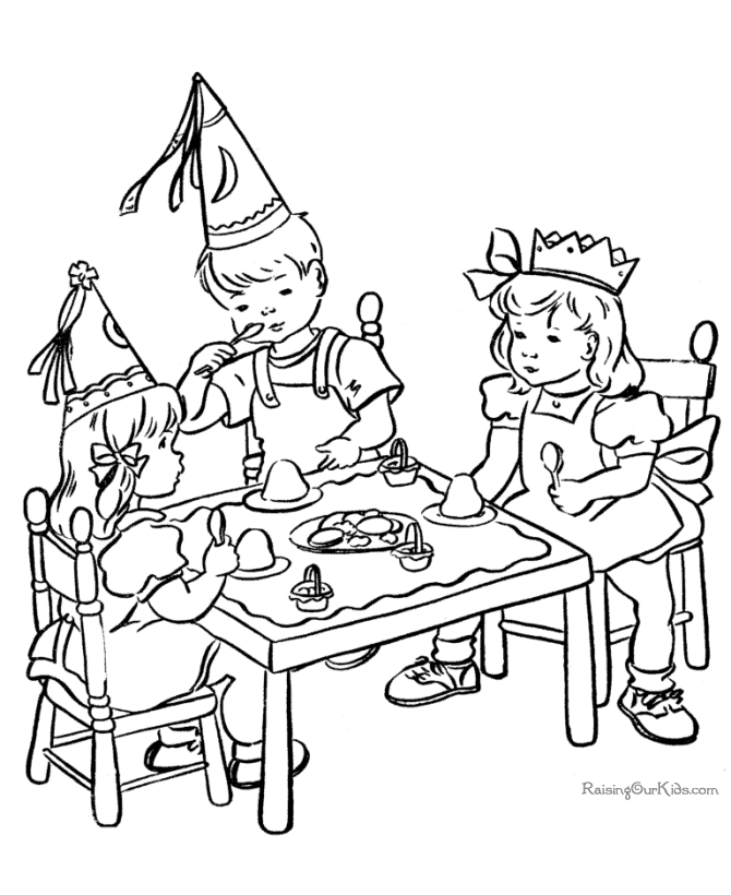 Kids Birthday Party page to print and color