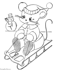 Christmas mouse coloring pages