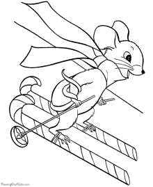 Christmas mouse coloring pages