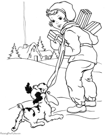 Christmas puppy coloring pages