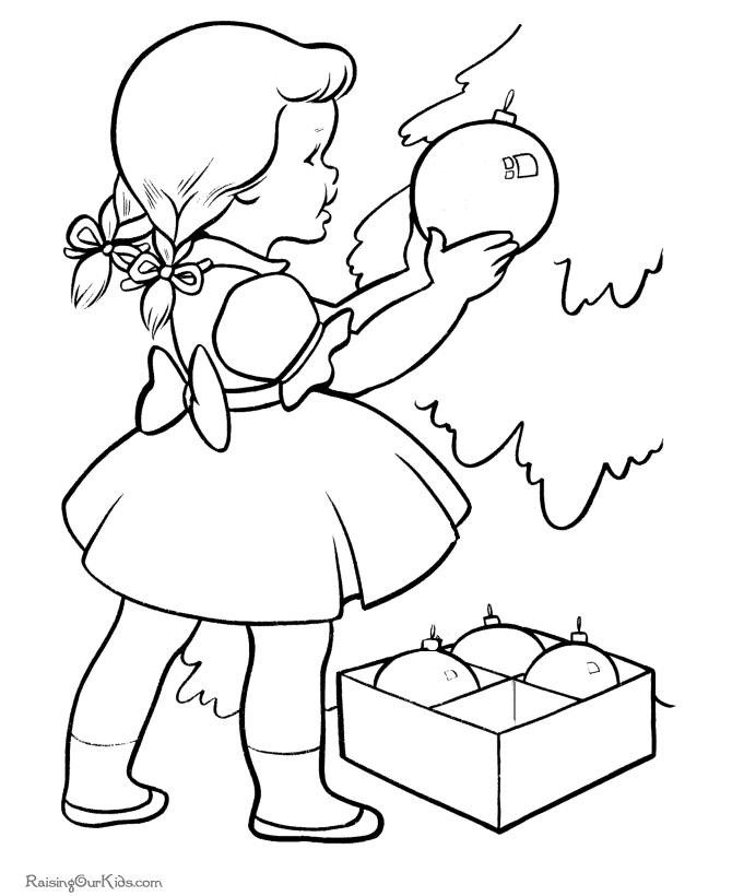 Decorating the Christmas tree coloring pages!