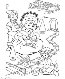 Christmas elves to color