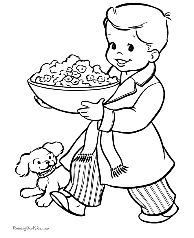 Christmas coloring pages - Time for a snack!
