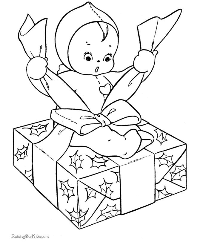 Wrapping gifts - Christmas kids printable coloring pages!