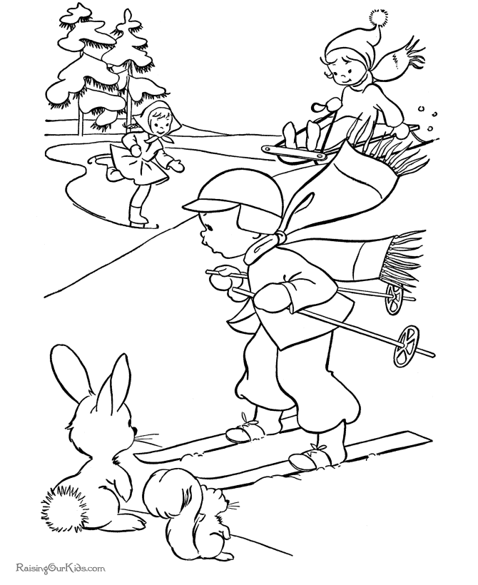 Free kids printable Christmas coloring pages - Winter fun!