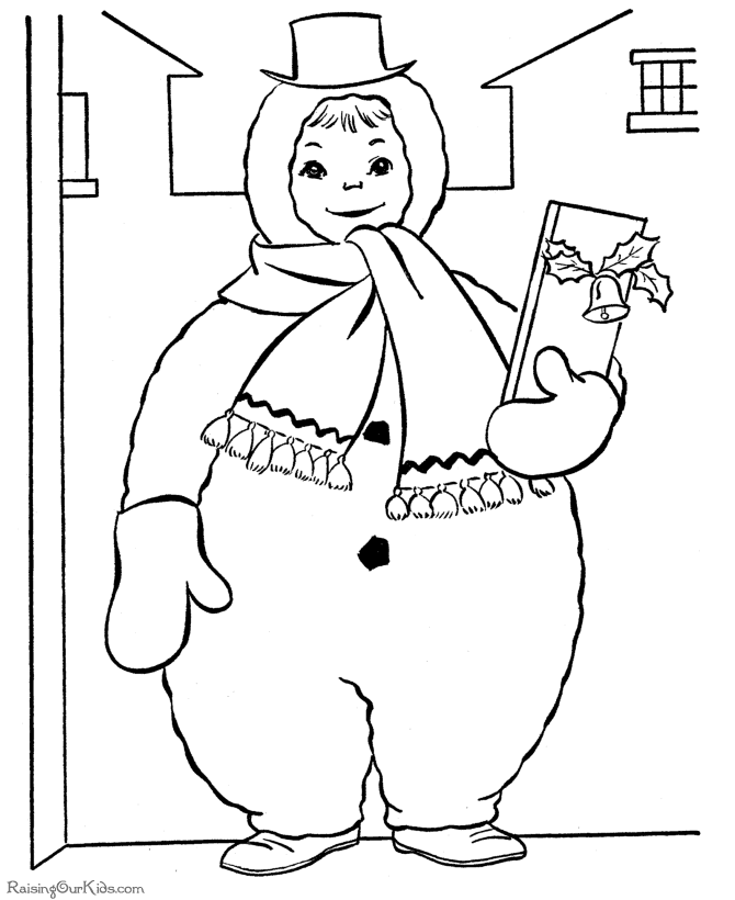 Free kids printable Christmas coloring pages - Snowman Costume!