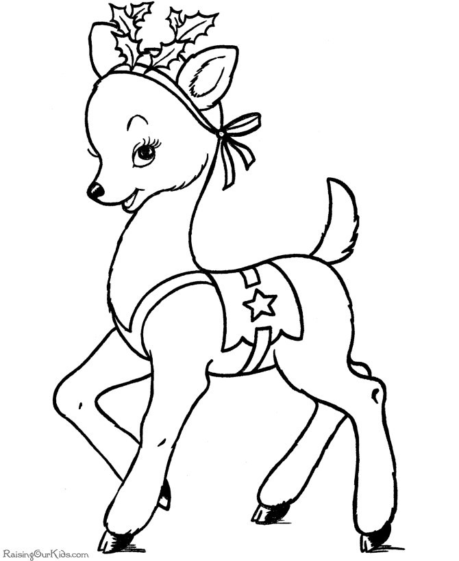 Free Printable Christmas Coloring Pages - A Reindeer!