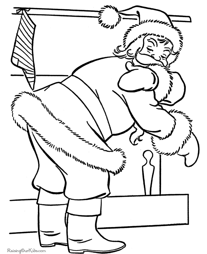 Free Printable Santa coloring pages - Down the Chimney