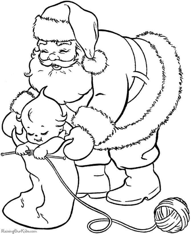 Free Printable Santa coloring pages - Filling stockings