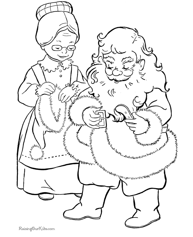Mrs Claus helps Santa - Christmas coloring page!