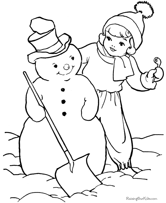 Printable Kids Christmas snowman coloring pages!