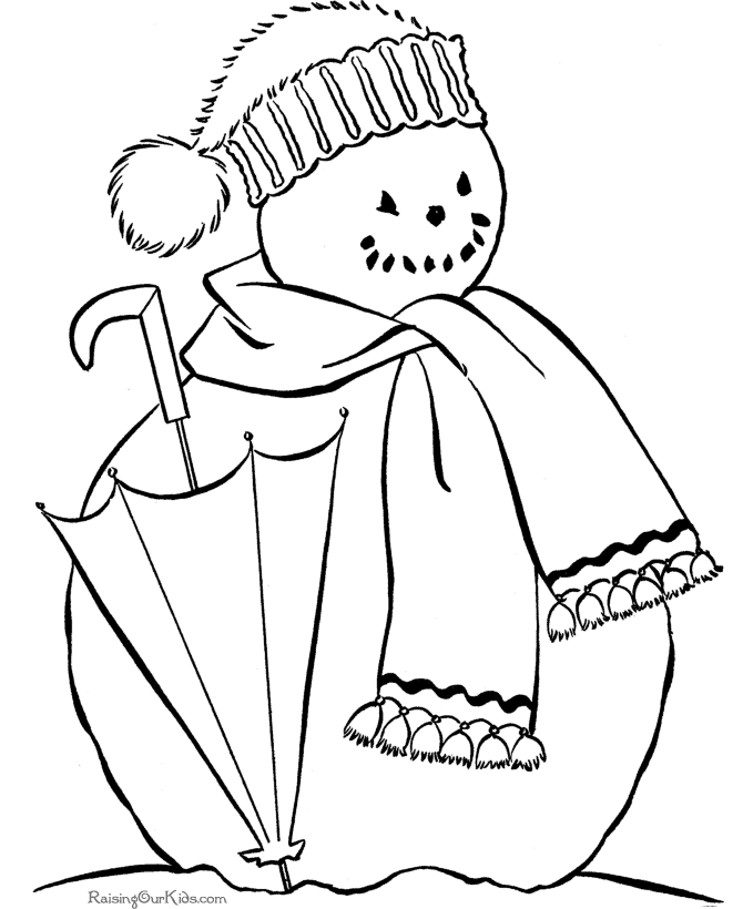 Printable Christmas coloring pages - Here is a snowman!