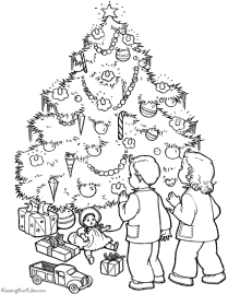 Kids tree coloring page