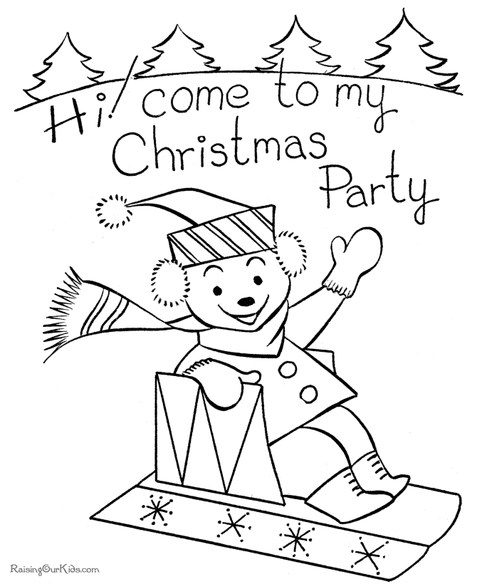 Free Printable Coloring Pictures - A Christmas Party!