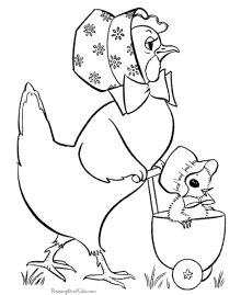 Easter coloring page of duck