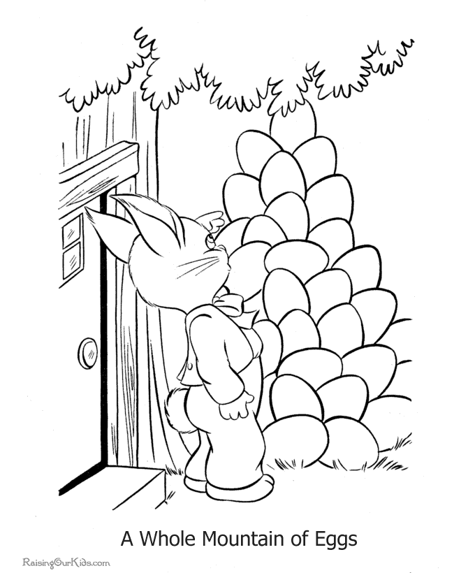Preschool Easter egg and bunny coloring pages