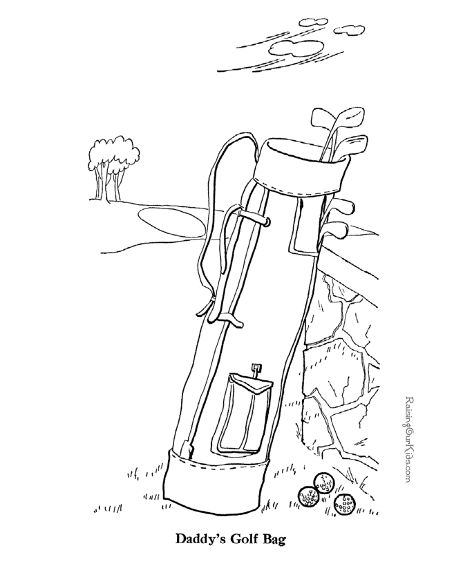 Fun Fathers Day golf coloring page