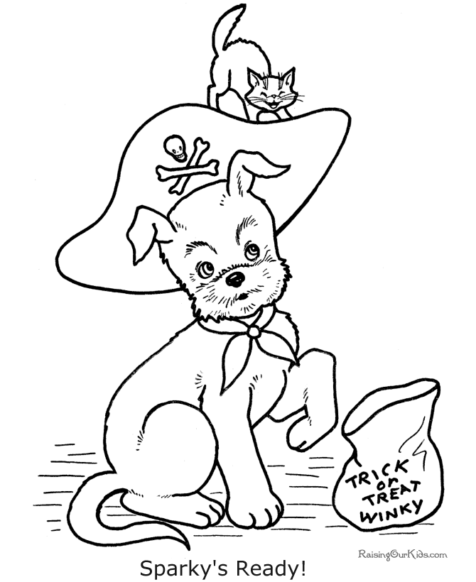Halloween dog coloring page