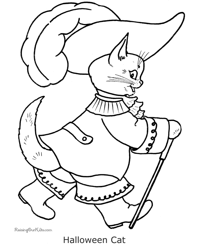 Printable Halloween cat coloring pages