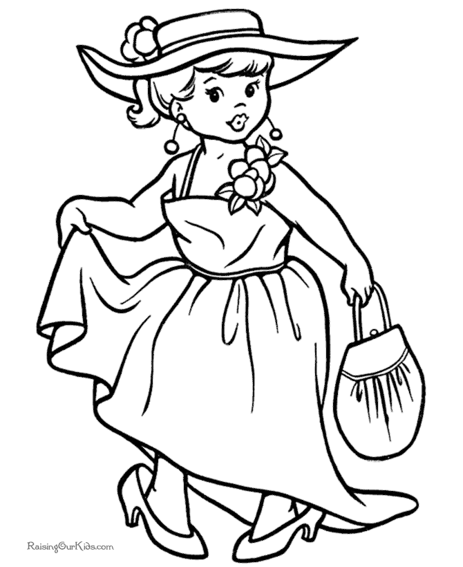Free Halloween girl coloring book pages