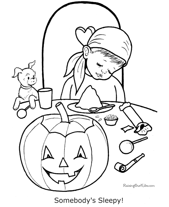 Printable boy Halloween coloring page!