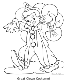 Halloween Clown printable coloring page